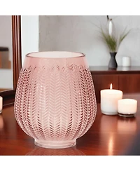 Slickblue Pink Ribbed Glass Vase Or Candle Holder