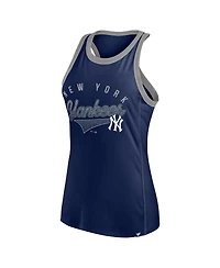 Fanatics Women's Navy New York Yankees Tailsweep Fashion Racerback Rhinestone Tank Top