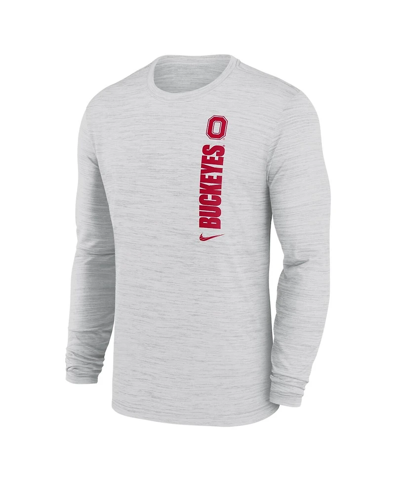 Nike Men's White Ohio State Buckeyes 2024 Sideline Velocity Performance Long Sleeve T-Shirt