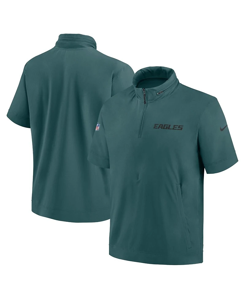 Nike Men's Midnight Green Philadelphia Eagles 2024 Sideline Coach Short Sleeve Half-Zip Hoodie Jacket