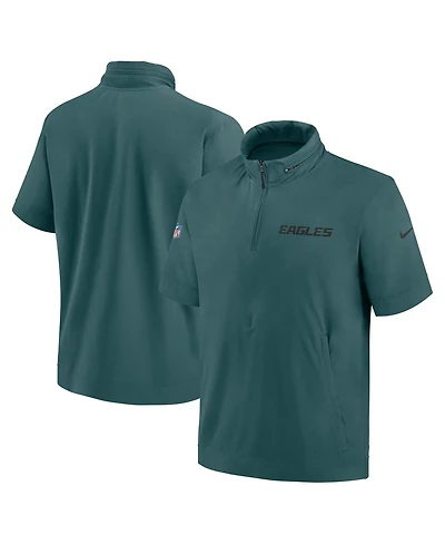Nike Men's Midnight Green Philadelphia Eagles 2024 Sideline Coach Short Sleeve Half-Zip Hoodie Jacket
