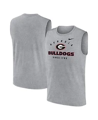 Nike Men's Heather Gray Georgia Bulldogs Primetime Legend Lock Up Performance Muscle Tank Top