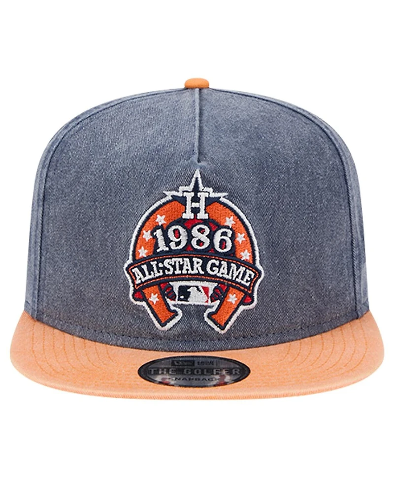 New Era Men's Navy/Orange Houston Astros 1986 Mlb All-Star Game Pigment Dye Golfer Snapback Hat
