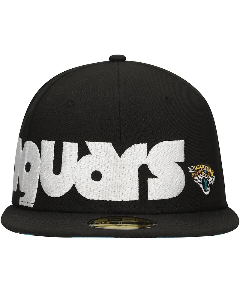 New Era Men's Black Jacksonville Jaguars Checkered Undervisor 59FIFTY Fitted Hat