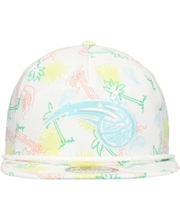 New Era Men's White Orlando Magic Palm Trees and Waves Golfer Adjustable Hat