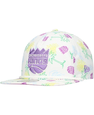 New Era Men's White Sacramento Kings Palm Trees and Waves Golfer Adjustable Hat