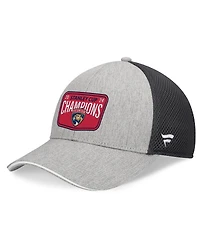 Fanatics Men's Gray/Charcoal Florida Panthers 2024 Stanley Cup Champions Locker Room Meshback Structured Adjustable Hat