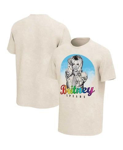 Philcos Men's Oatmeal Britney Spears Rainbow Logo Washed T-Shirt