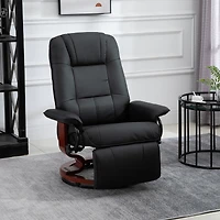 Homcom Pu Leather Manual Adjustable Recliner Swivel Chair w/ Footrest,