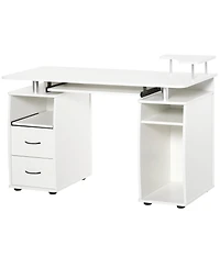 Homcom Computer Office Desk Table Workstation w/Keyboard Tray, & Drawer, White