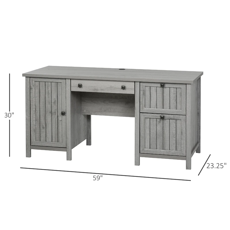 Homcom Vintage Executive Desk, Home Office Station, Student Table with Cabinet