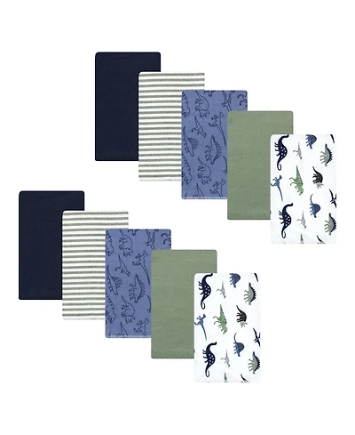 Hudson Baby Boys Ten-Piece Cotton-Poly Flannel Burp Cloth Set Blend