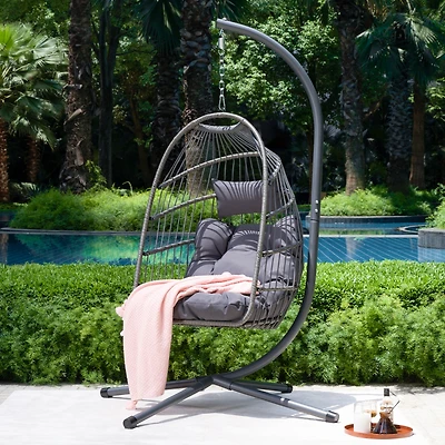 Streamdale Premium Folding Egg Chair Rust-Resistant, Adjustable, Cozy, Decorative