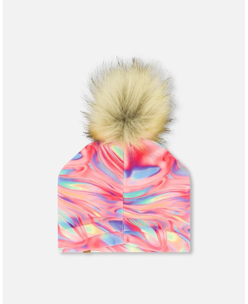 Deux par Deux Girl Knit Hat Pink And Air Blue Marble - Toddler|Child