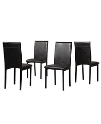 Streamdale Furniture Faux Leather Seat Metal Frame Dining Chairs, Set of 4, Black