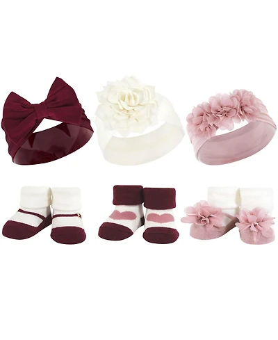 Hudson Baby Girls Coordinated Soft Headband and Socks Giftset