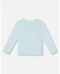Deux par Big Girls Organic Cotton T-Shirt With Print Light Blue