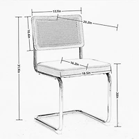Simplie Fun Luxurious Velvet Upholstered Armchair with Rattan Back and Steel Pipe Frame