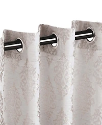 Superior Modern Venetian Damask Jacquard 2-Piece Curtain Panels with Grommet Header Top