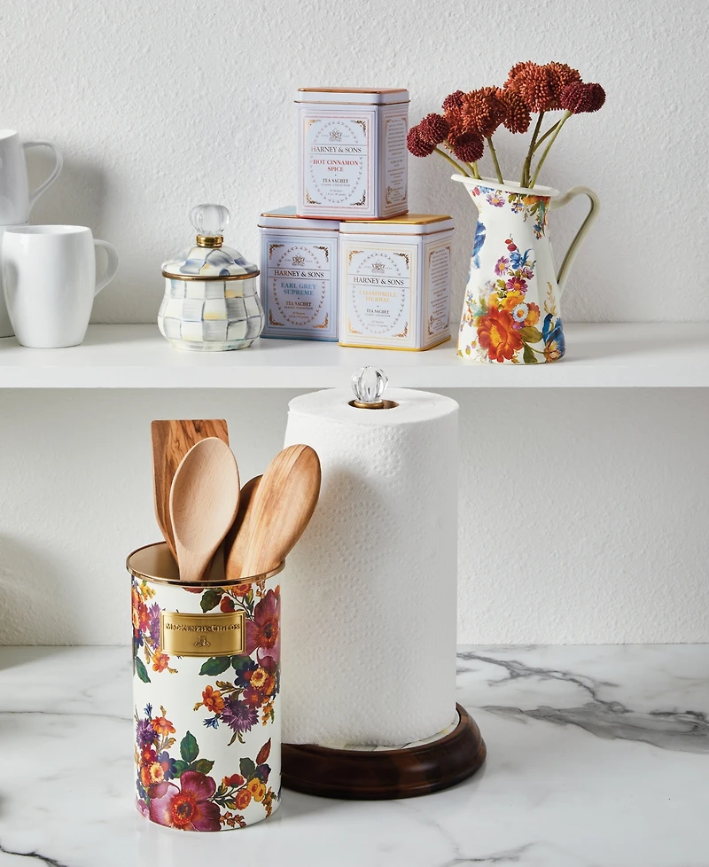 Mackenzie-Childs White Flower Market Utensil Holder