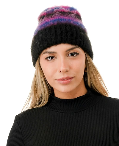 Marcus Adler Stripe Fuzzy Hair Beanie