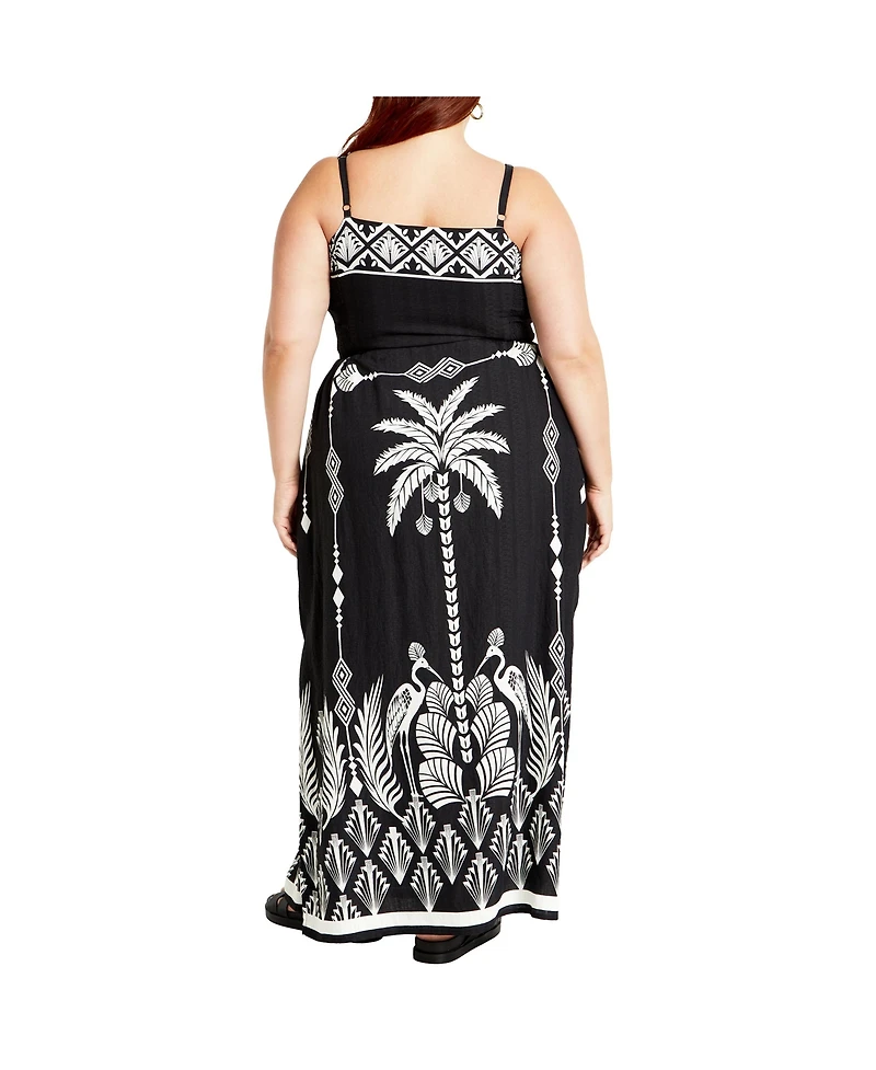 City Chic Plus Jez Border Print Maxi Dress