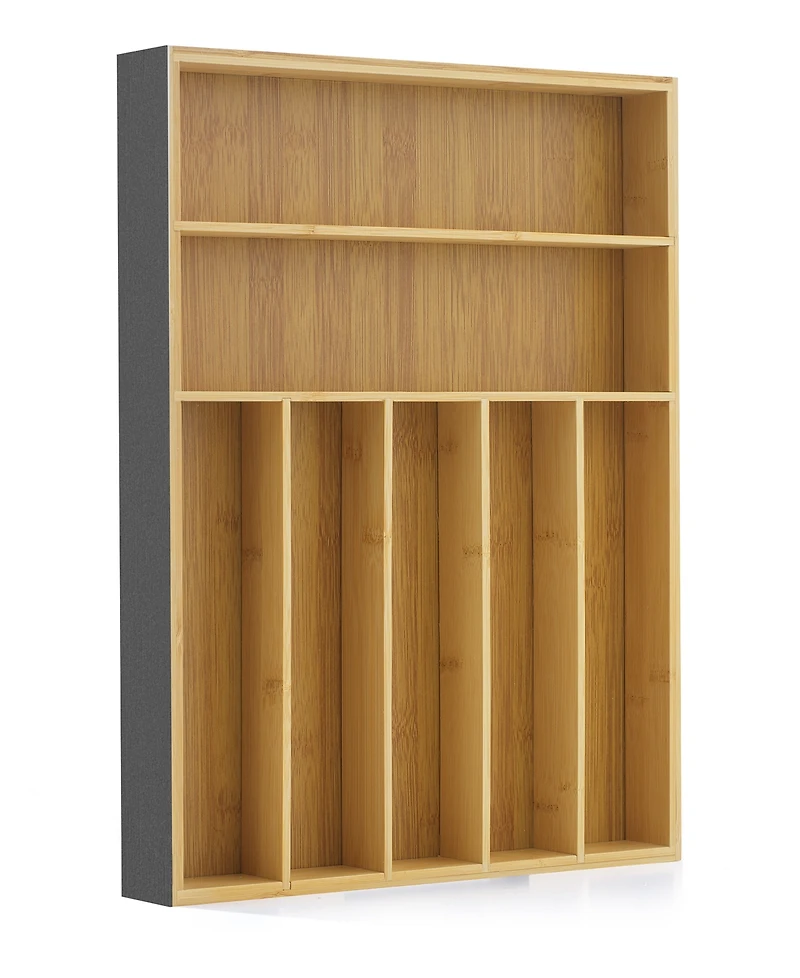 JoyJolt Bamboo Slot Drawer Organizer for Kitchen Utensils