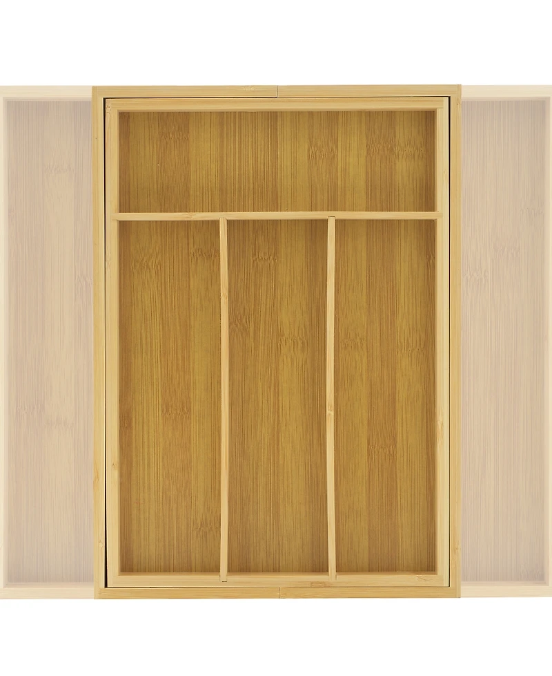 JoyJolt Bamboo Expandable Drawer Organizer for Kitchen Utensils