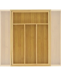 JoyJolt Bamboo Expandable Drawer Organizer for Kitchen Utensils