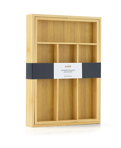 JoyJolt Bamboo Expandable Drawer Organizer for Kitchen Utensils