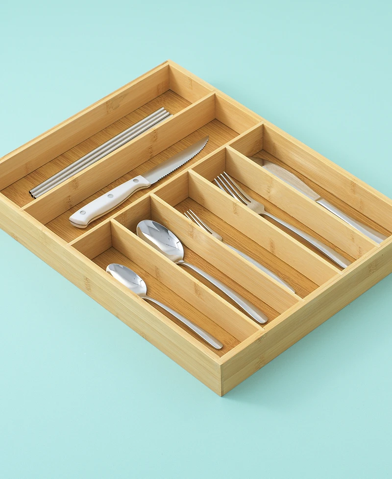 JoyJolt 7 Compartment Bamboo Drawer Organizer