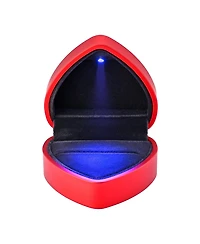 Heart Shape Led Lighting Ring Box Jewelry Wedding Engagement Proposal Case Red
