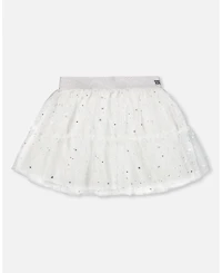 Deux par Big Girls Glittering Tulle Skirt Off White