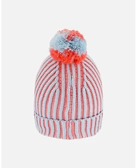 Deux par Girl Knit Hat Air Blue And Coral - Toddler|Child