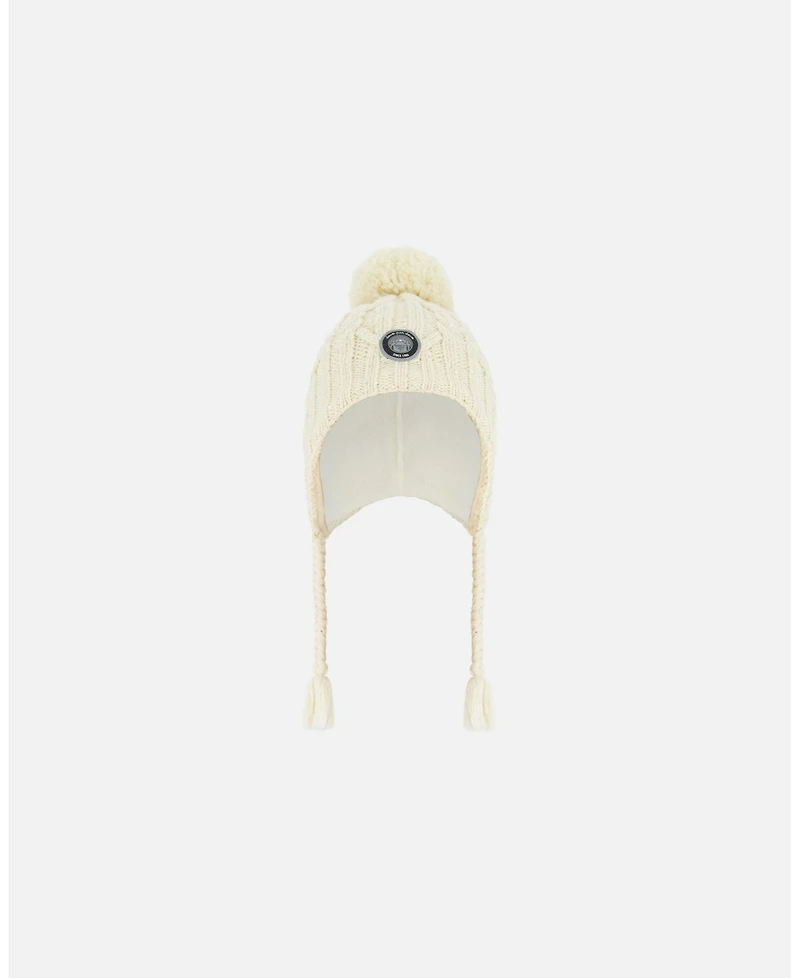 Deux par Kids Unisex Peruvian Knit Hat Off White - Toddler|Child
