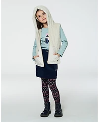 Deux par Deux Big Girls Hooded Vest With Pocket Beige