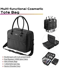 Byootique Makeup Bag Soft Sided Cosmetic Train Case 2 Layer Hangbag 4 Pouches