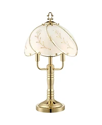 Regency Hill Flower Traditional Accent Table Lamp 19 1/2" High Polished Brass Touch On Off Floral Glass Shade for Bedroom Living Room Bedside Off