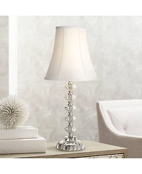 360 Lighting Bohemian Country Cottage Style Accent Table Lamp 21" High Clear Stacked Glass Off White Bell Shade Decor for Living Room Bedroom House Be