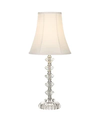 360 Lighting Bohemian Country Cottage Style Accent Table Lamp 21" High Clear Stacked Glass Off White Bell Shade Decor for Living Room Bedroom House Be