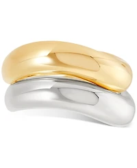 2-Pc. Set Wavy Polished Stack Rings Sterling Silver & 14k Gold-Plate