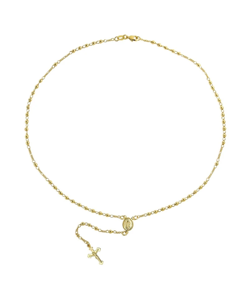Bling Jewelry 18K Gold Plated Brass Virgin Mary Catholic Rosary Beads Necklace Prayer Virgin De Guadalupe Rosario Crucifijo