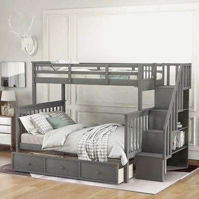 Streamdale Stairway Twin Over Full Bunk with Storage and Rail
