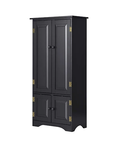 Accent Storage Cabinet Adjustable Shelves Antique 2 Door Floor Cabinet Cream