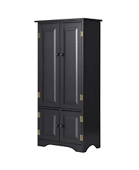 Accent Storage Cabinet Adjustable Shelves Antique 2 Door Floor Cabinet Cream
