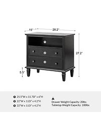 Hulala Home Kamilo Transitional 2-Drawer Solid Wood Nightstand