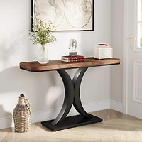 Tribesigns Modern Gold Console Table, 40 inch Narrow Entryway Foyer Table with Geometric Base, Rustic Hallway Accent for Living Room, Entrance