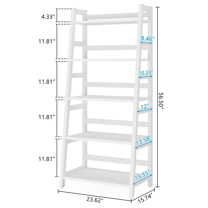 Tribesigns 5-Tier Bookshelf Modern Bookcase, 5 Shelf Ladder Shelf Book Storage Shelf Organizer for Living Room, Home Office