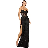 Lara Women's Embellished Strapless Gown with Slit