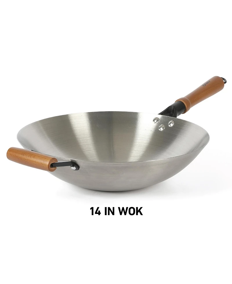 Oster Sangerfield 14 Inch Carbon Steel Wok W/Wood Handles